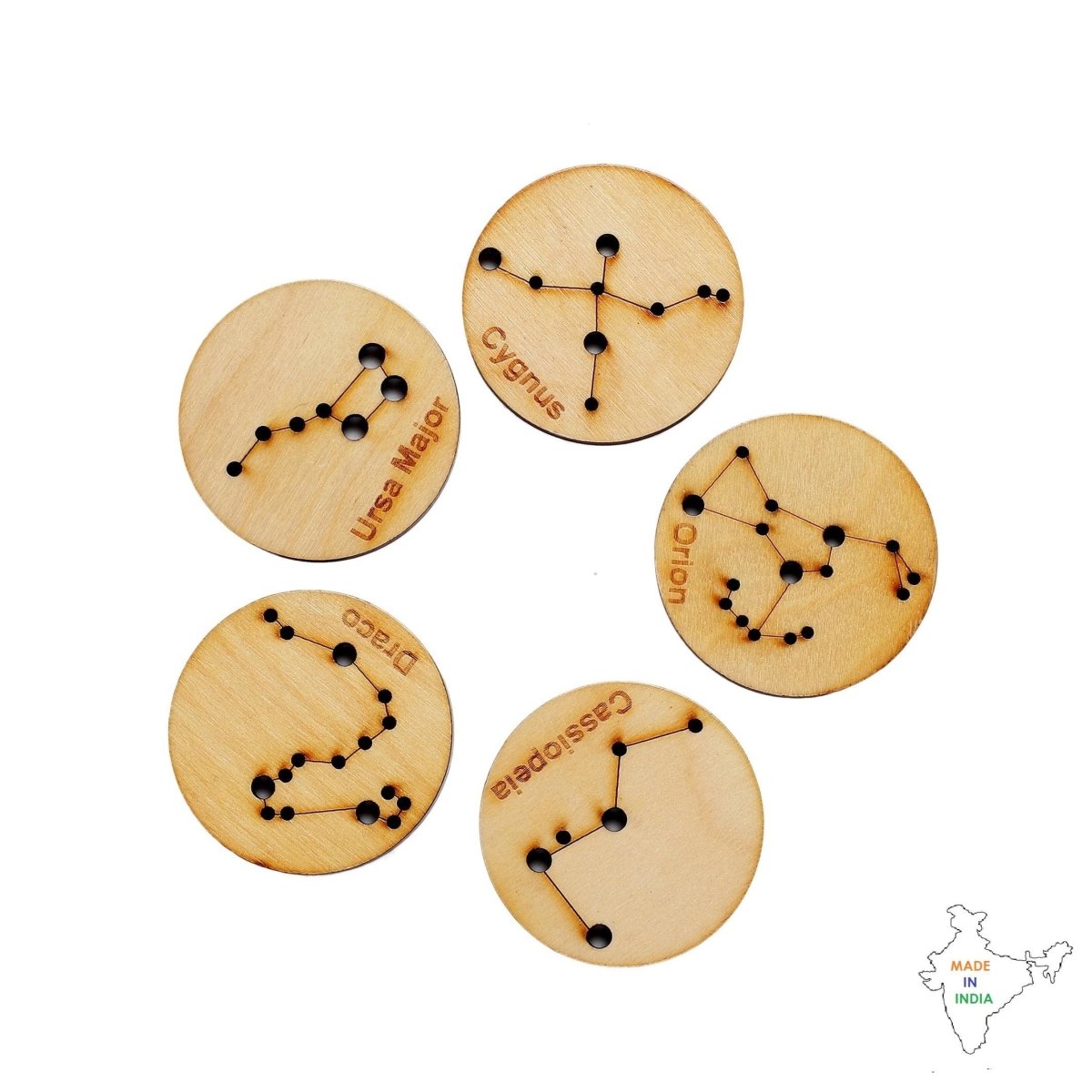 Little Star Gazers' Wooden Constellation Coins | 5 Pieces In A Cotton Bag