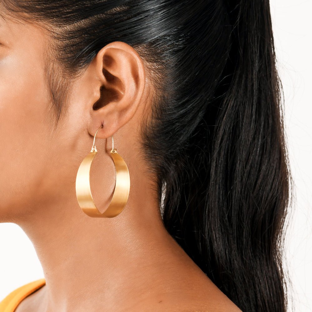 Loop Shaped Handcrafted Brass Textured Earring