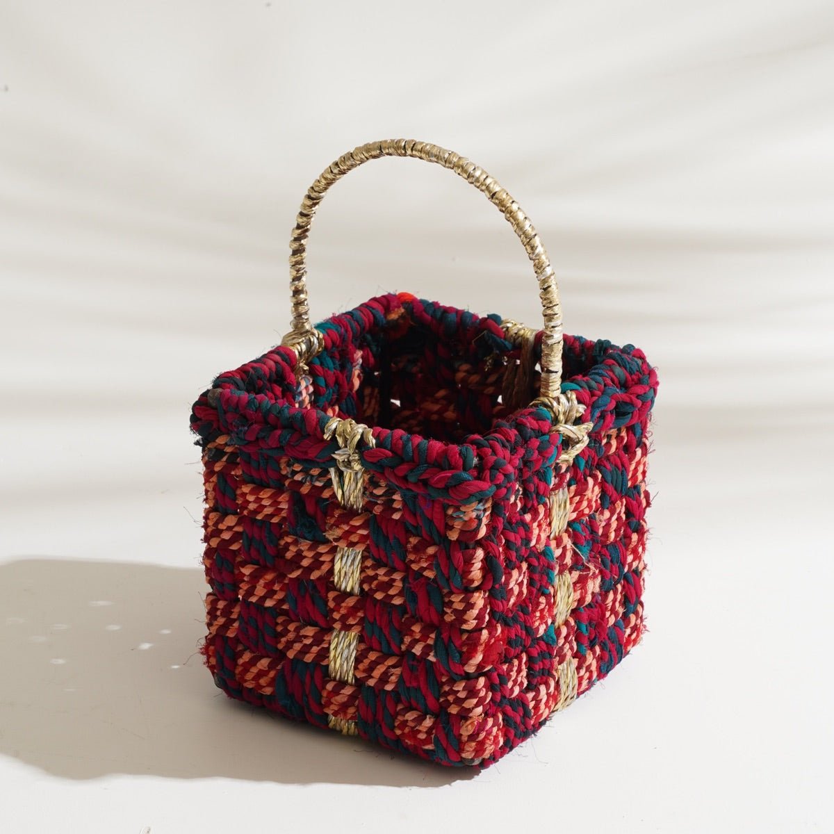 Magenta Upcycled Textile Basket