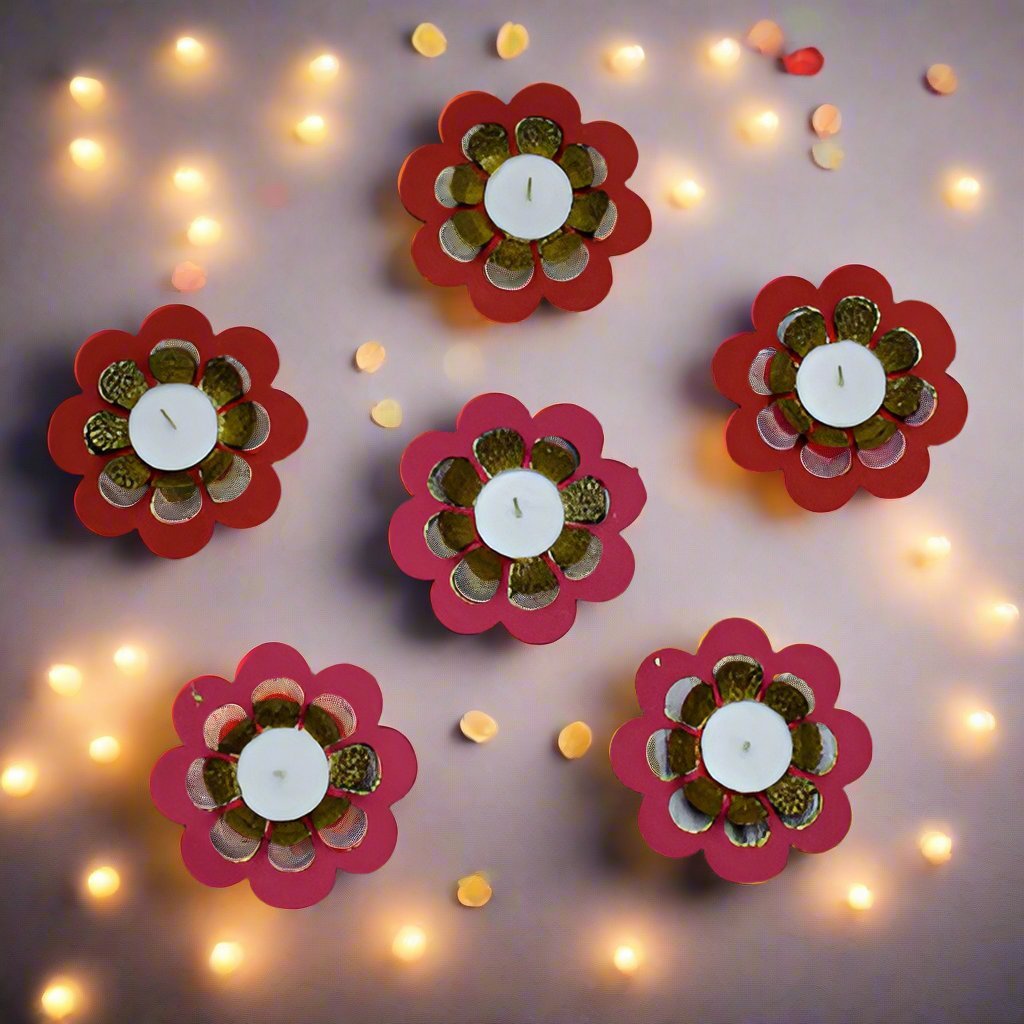 Marigold Paper Diya Rangoli - Set of 6