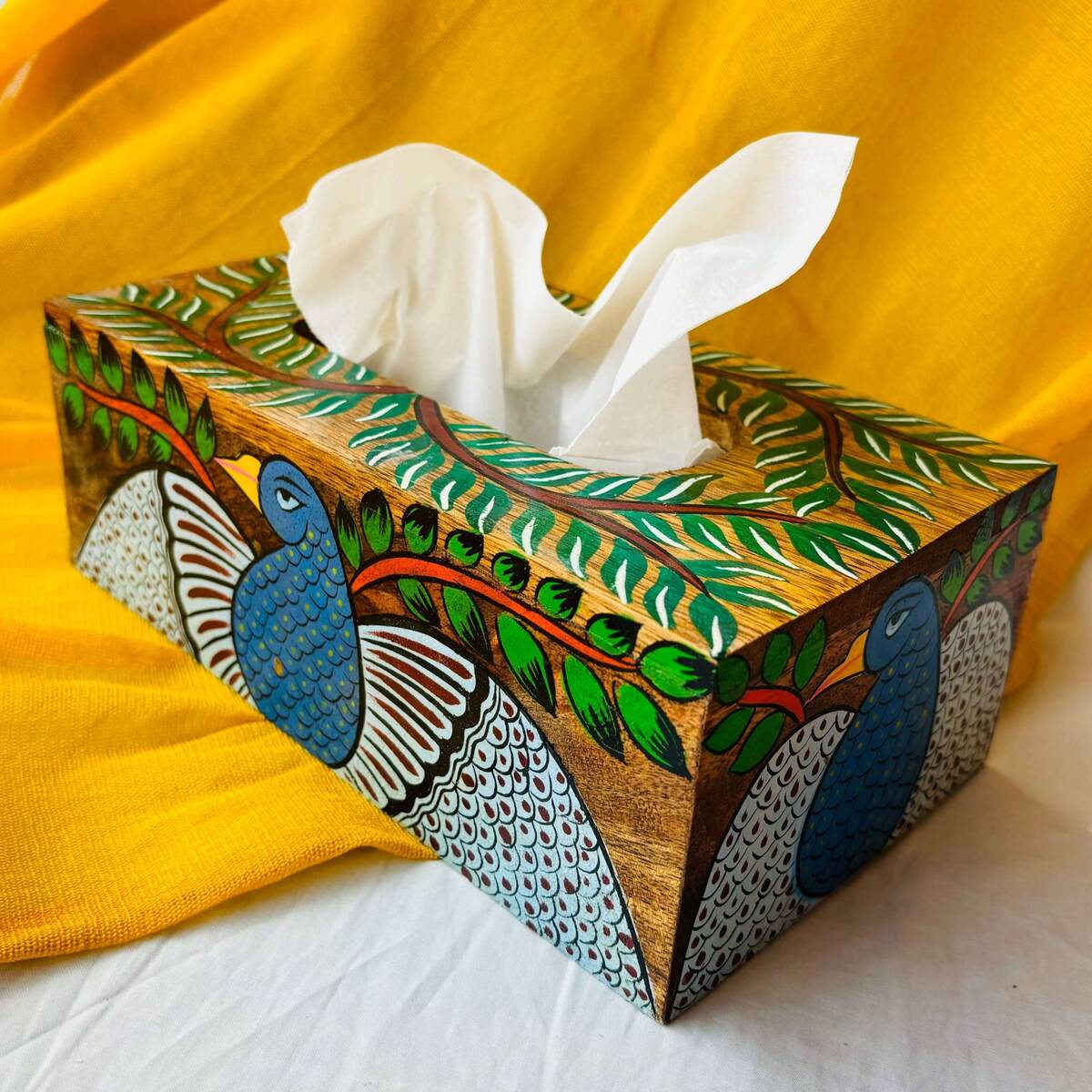 Maya Handcrafted Mango Wood Tissue Box