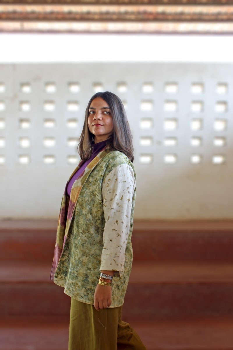 Mayuri Handwoven Zari Chanderi And Khadi Cotton Reversible Jacket | Verified Sustainable by Brown Living™