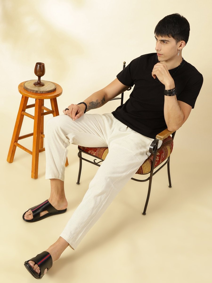 Buy Men's Lounge Pant | Cream | Fits Waist Size 28 to 36 inches | Shop Verified Sustainable Mens Pyjama on Brown Living™