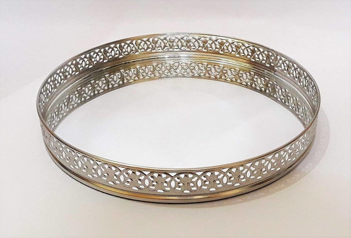 Metal Mirror Silver Tray and Round Container | Gift Set