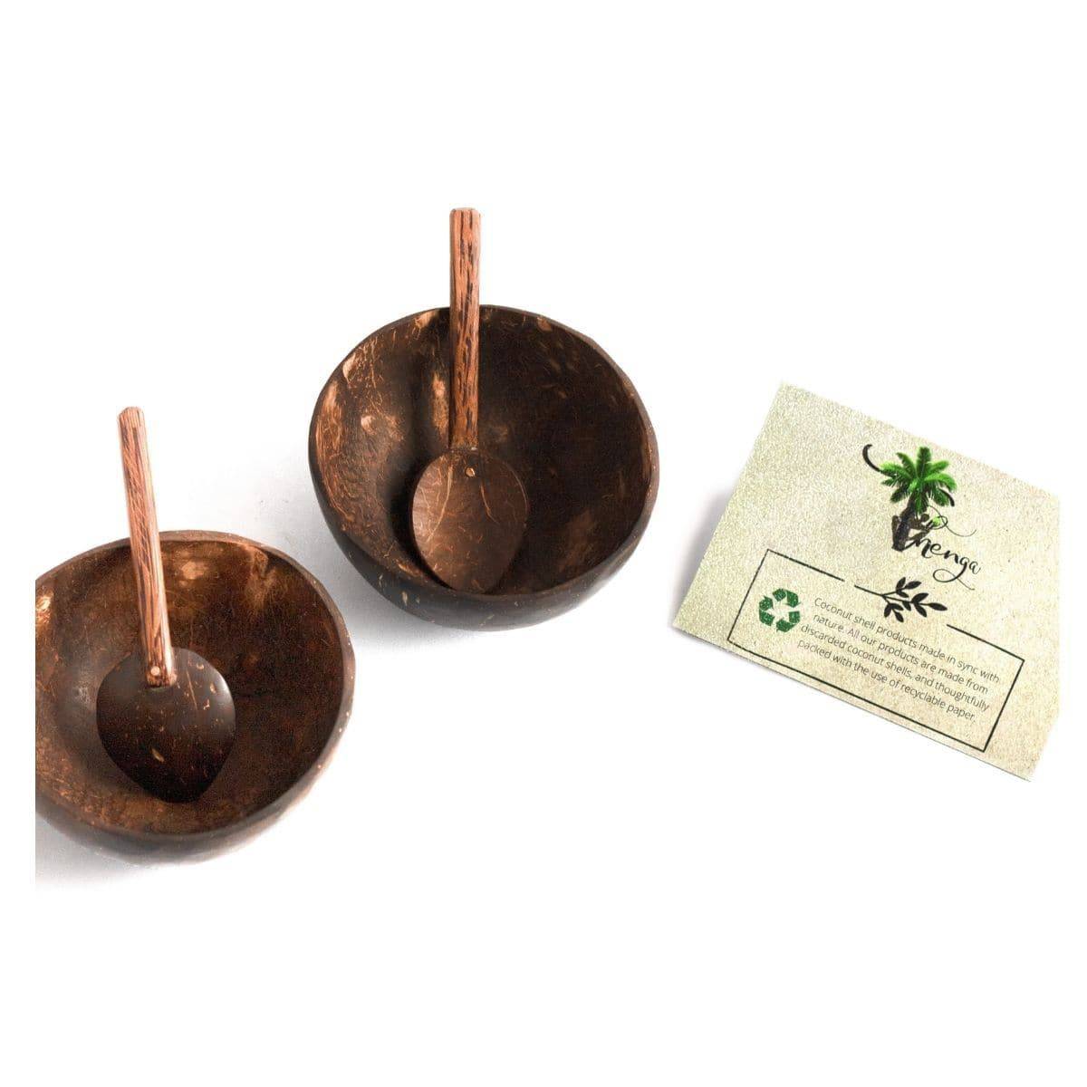 Mini Coconut Bowl & Shell ,Spoon Set of 2, 110 ml Dessert Bowl