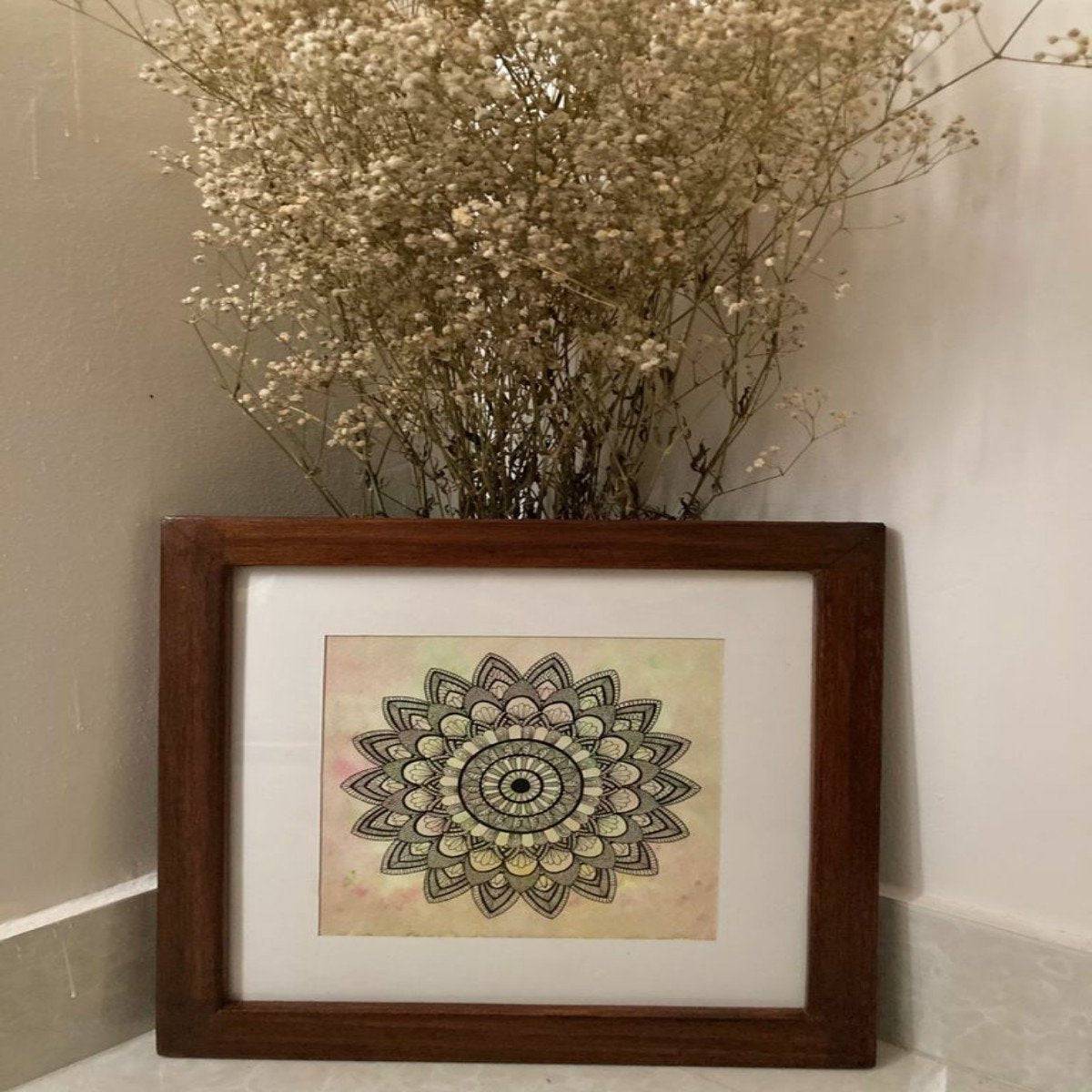Mounted Painting With Wooden Frame