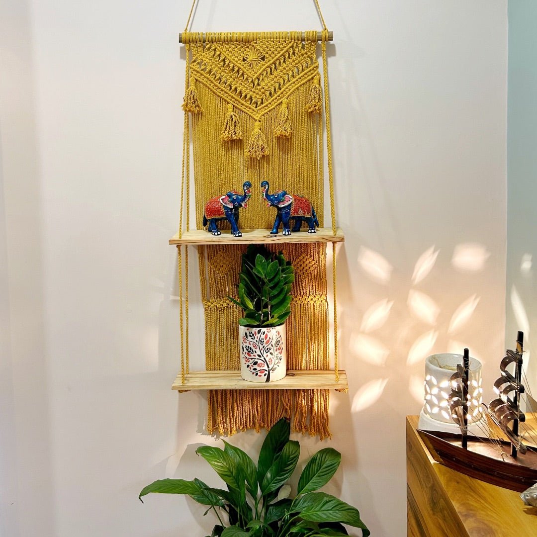 Mustard Yellow Macrame Wall Organiser