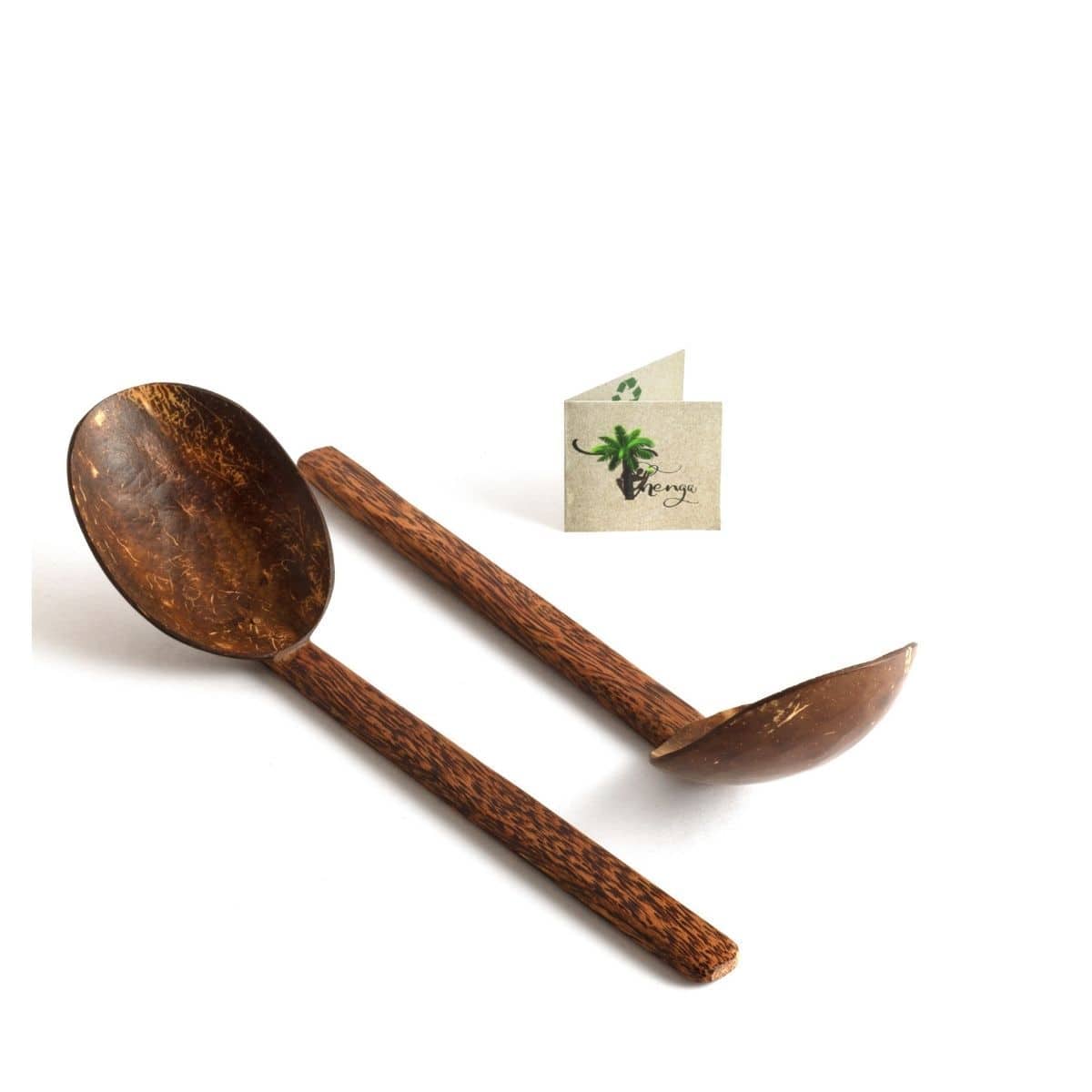 Natural Handmade Coconut Shell Serving Spoon(Set of 2)