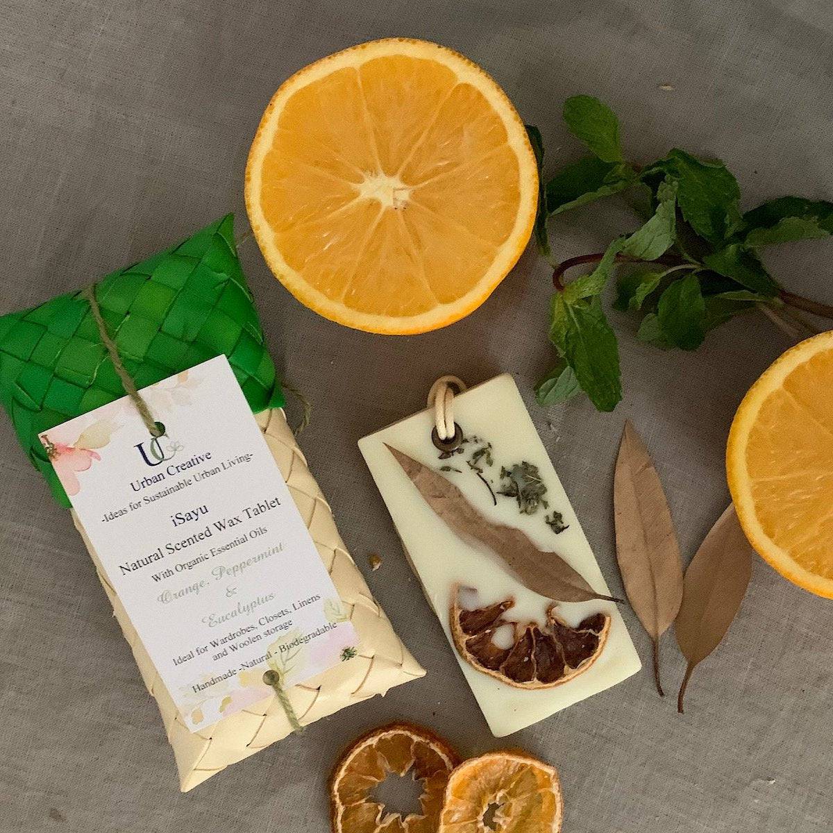 Natural Scented Wax Tablet-Orange, Peppermint & Eucalyptus Organic Essential Oils Infused in Beeswax