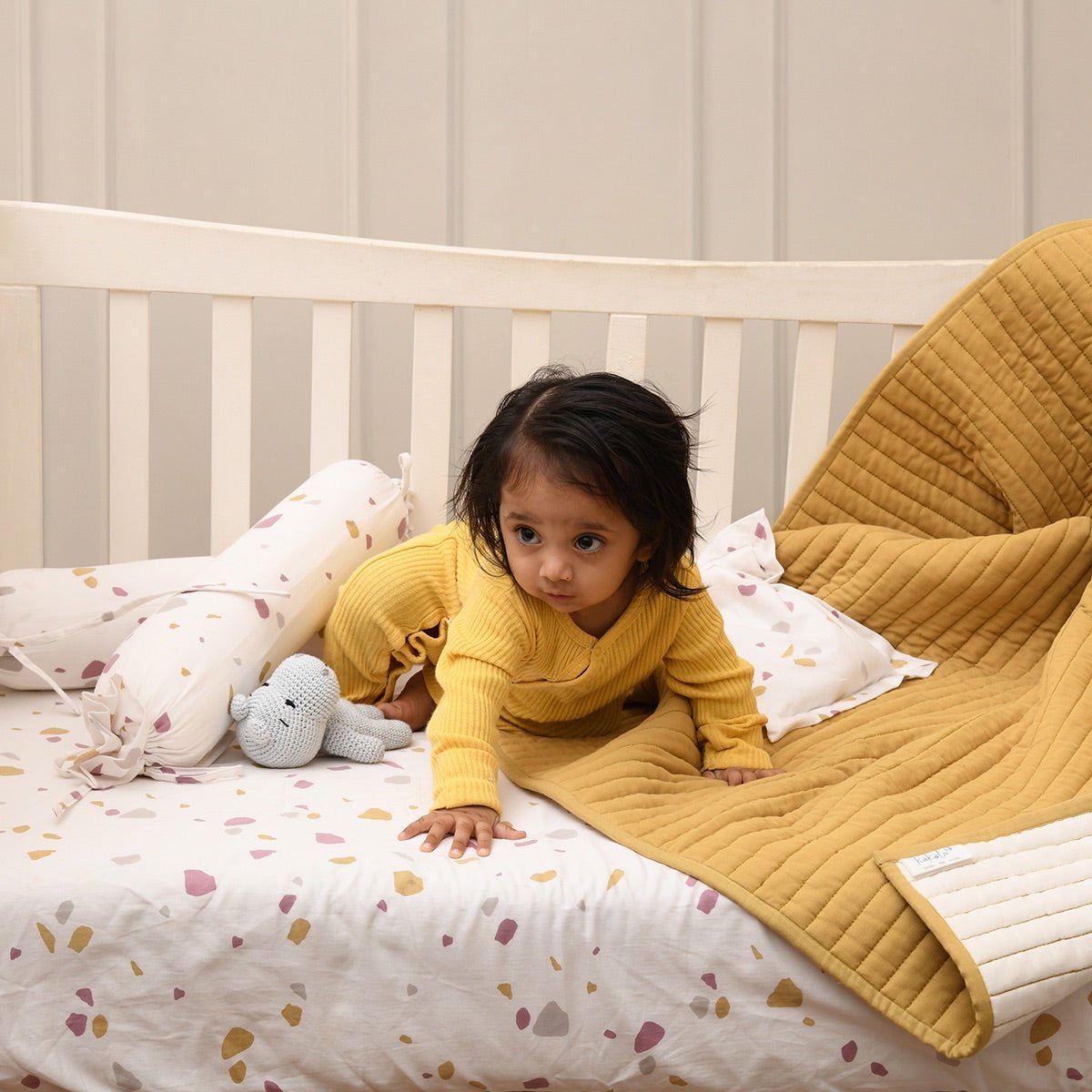 Naturally Dyed Organic Cotton Crib Set- Rocks & Pebbles