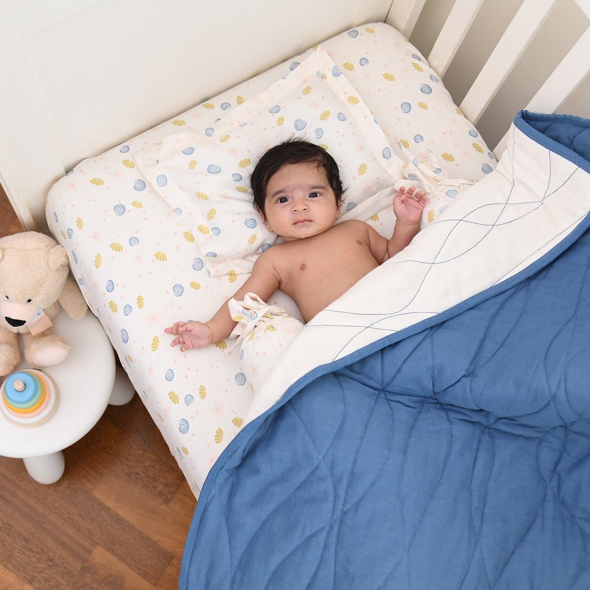 Naturally Dyed Organic Cotton Crib Set- Sea of Dreams