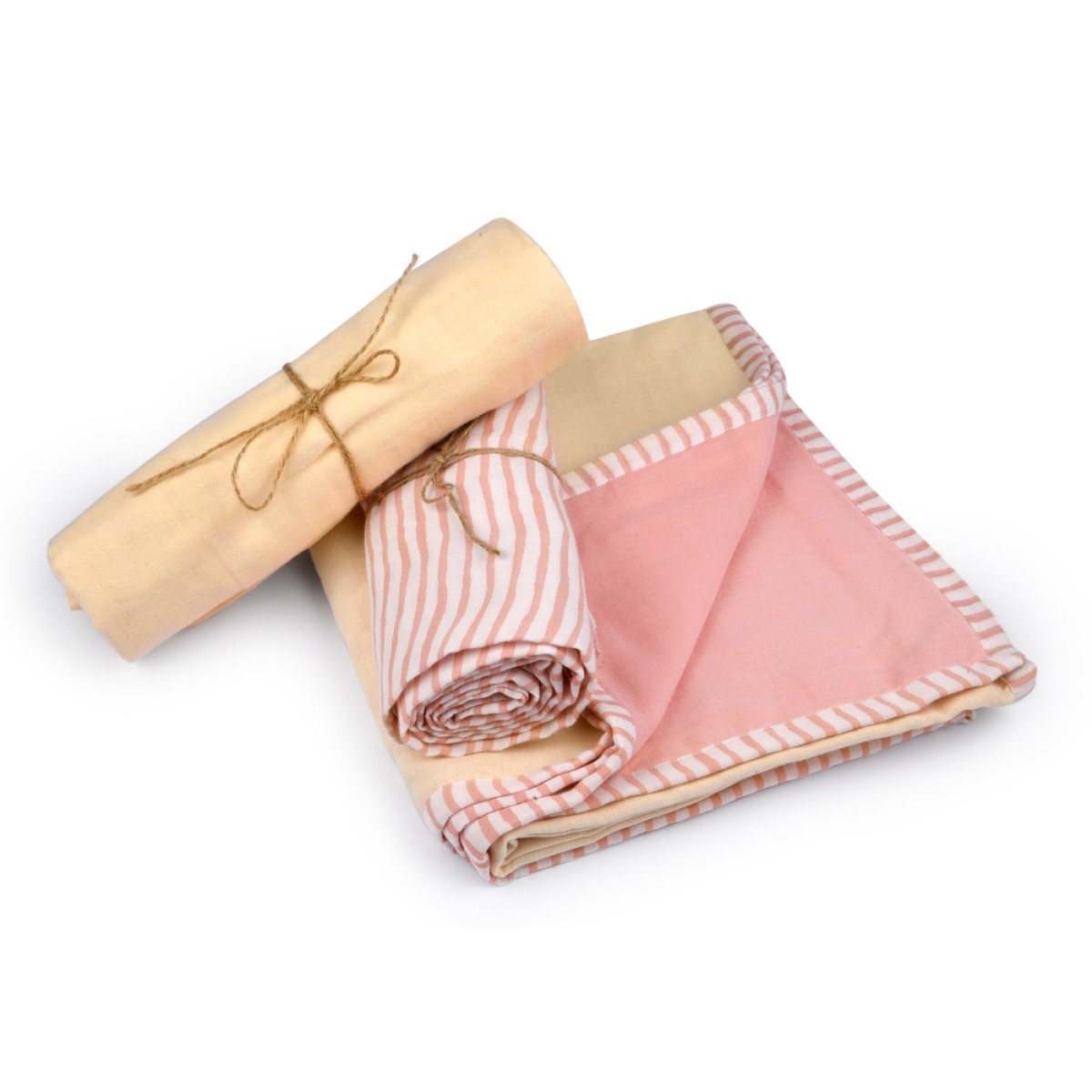 Naturally Dyed Organic Muslin Blanket & Swaddles (Set of 3)- You are my Sunshine