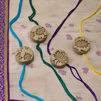 Nature's Tapestry Small Round Shape Eco-Friendly Rakhi with Free Roli & Seeds!