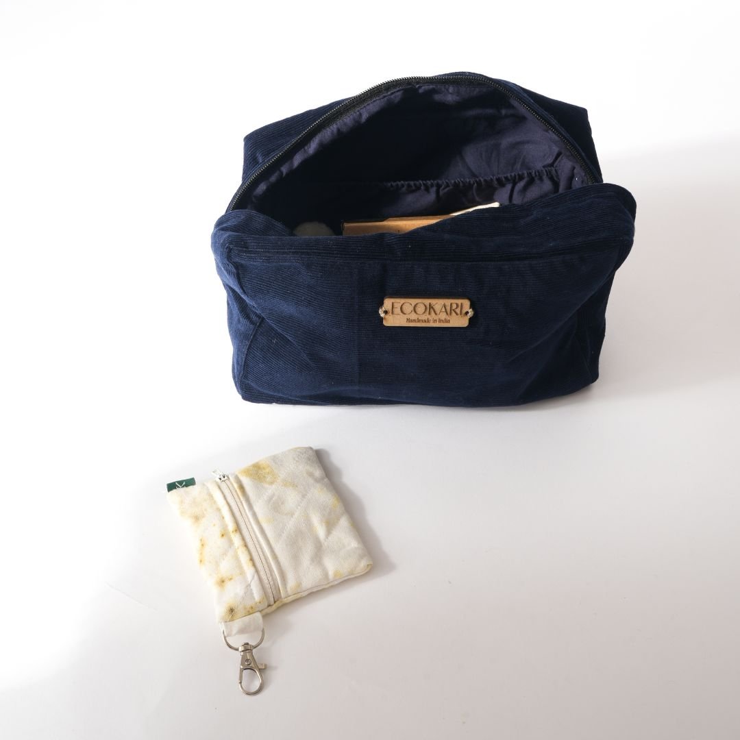 Navy Blue Corduroy Accessory Pouches