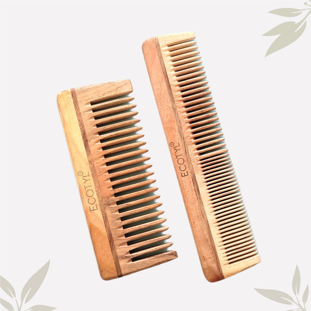 Neem Wood Comb Combo- Detangling & Shampoo Comb | Set of 2