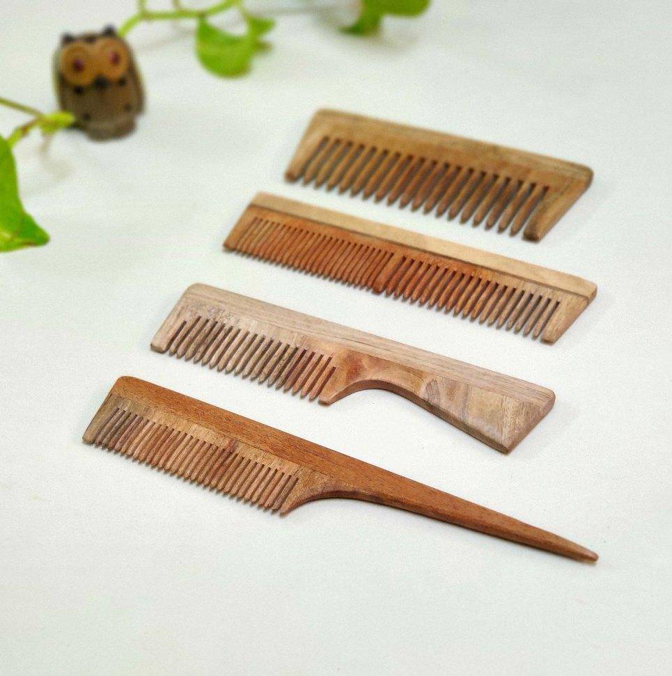 Wooden Comb | Neem Comb for Hair | Set of 4