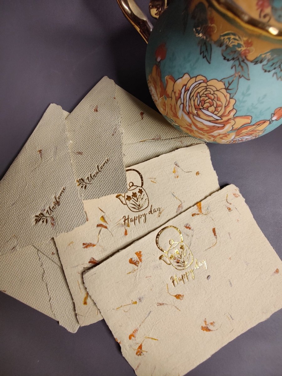 Note Cards in Marigold Petal Paper- Happy Days