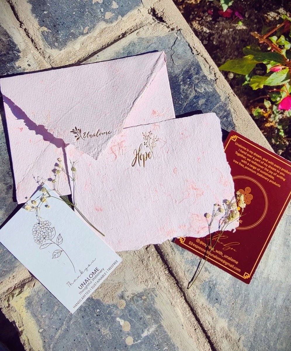 Note Cards in Recycled Pink Textile Paper