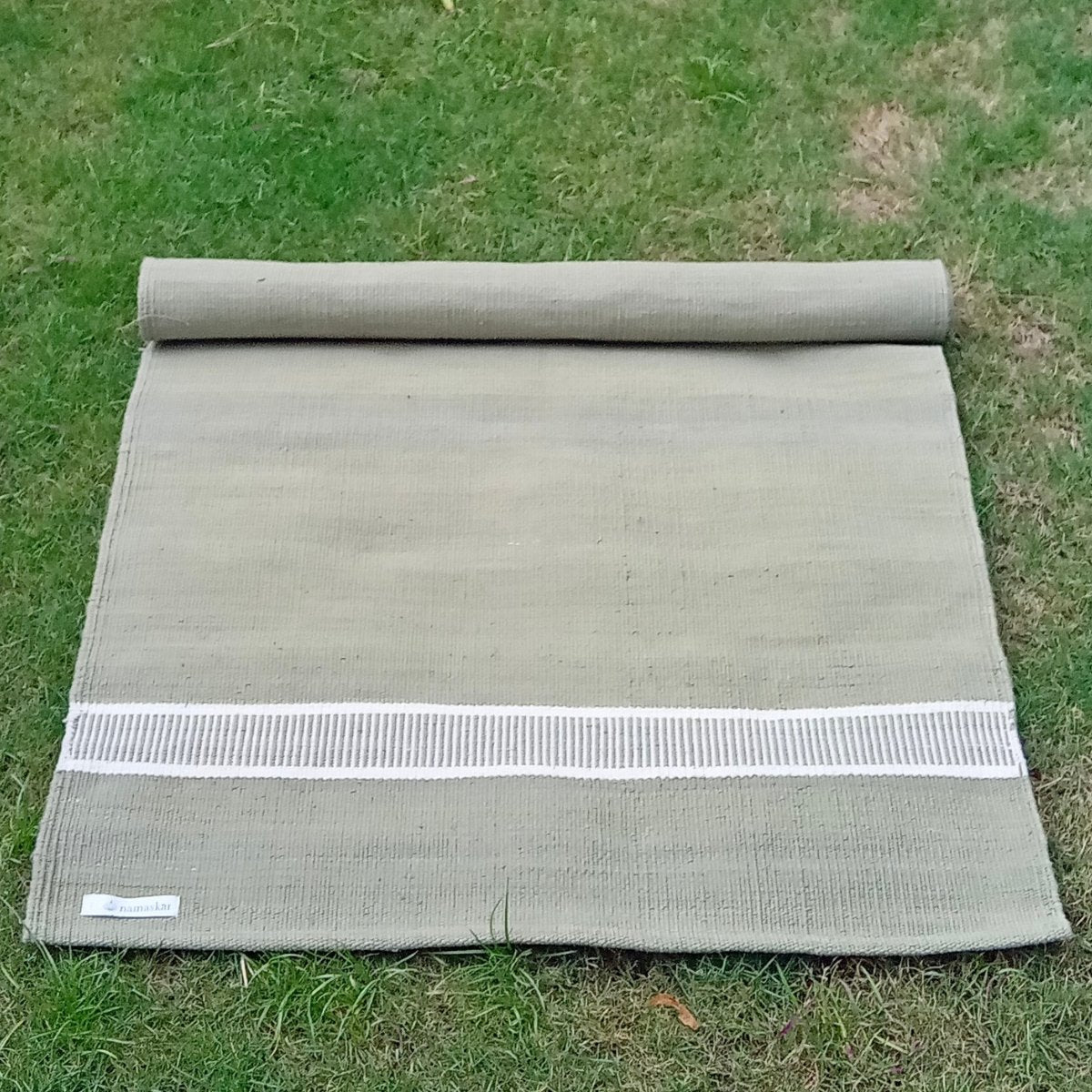 Om | Herbal Cotton Dyed Yoga Mat | Rug - Tulsi Green