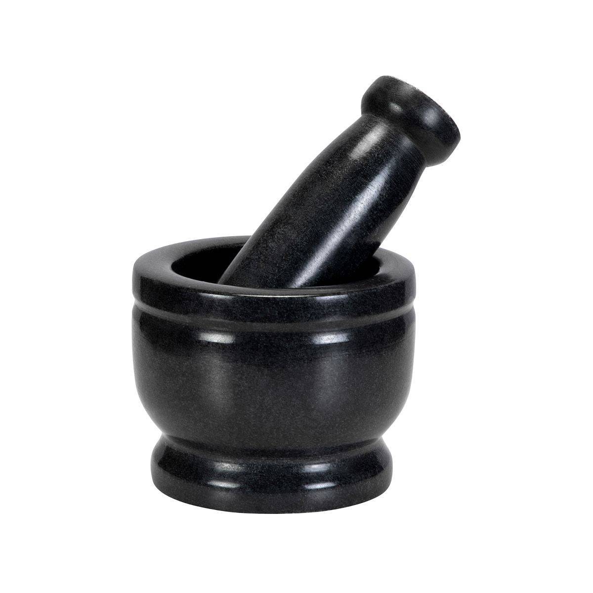 Onyx Black Mortar & Pestle Set or Idi Kallu - 4 Inch - Marble