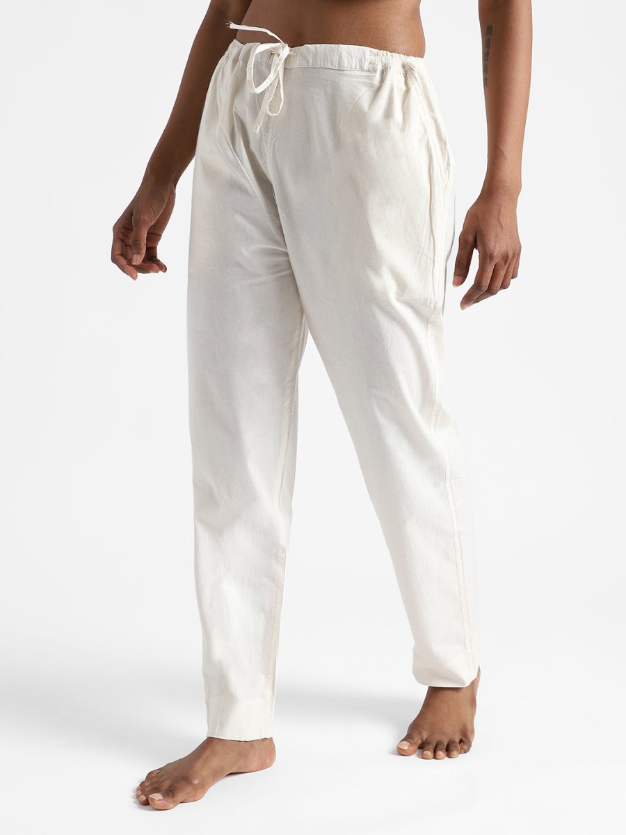 Raw White Slim Fit Pants - Organic Cotton & Natural Dyed