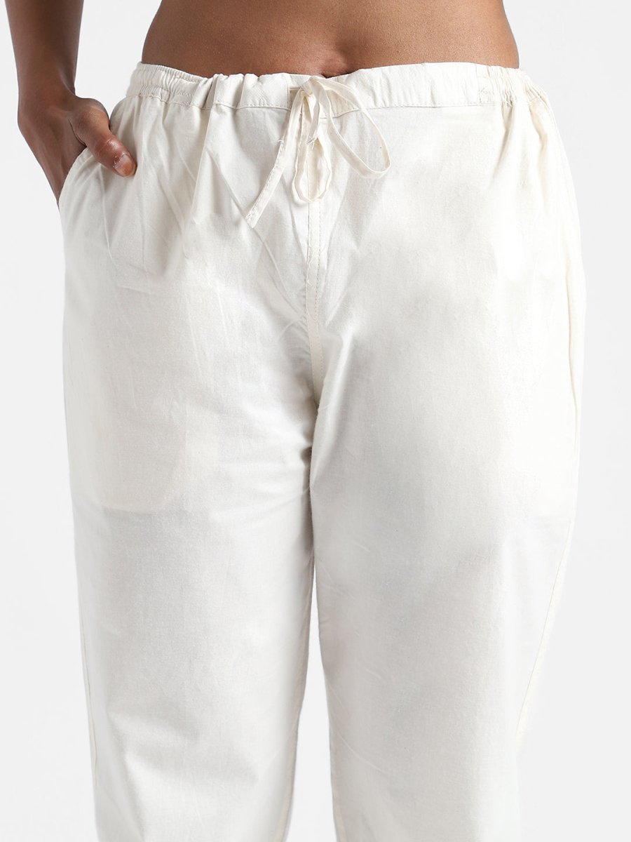 Raw White Slim Fit Pants - Organic Cotton & Natural Dyed