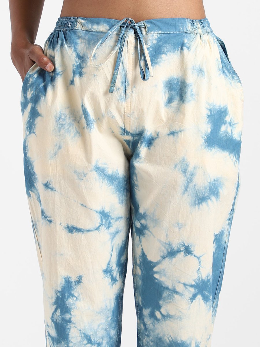 Tie & Dye Indigo Blue Slim Fit Pants - Organic Cotton