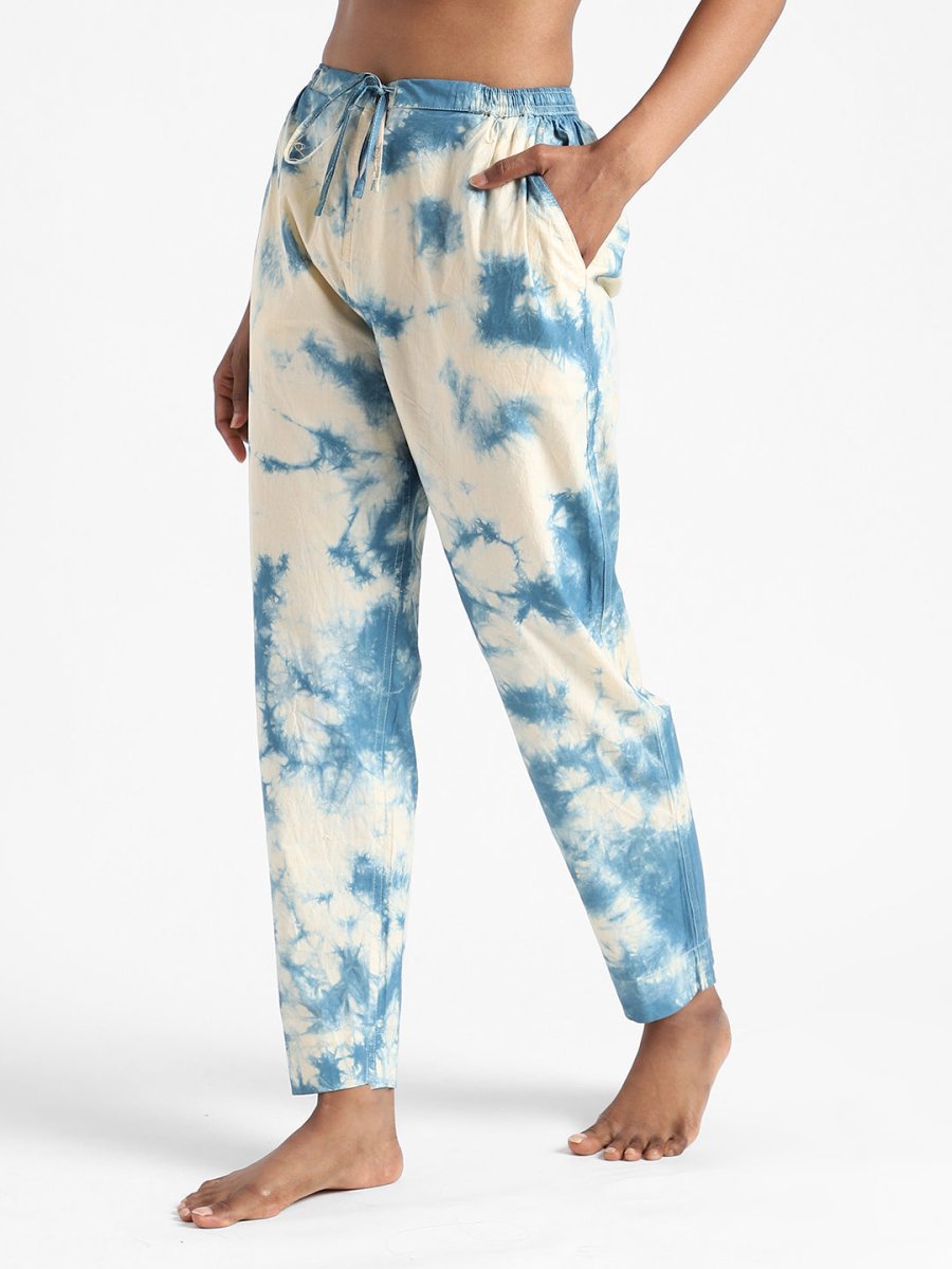 Tie & Dye Indigo Blue Slim Fit Pants - Organic Cotton