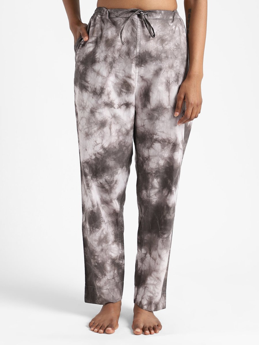 Tie & Dye Womens Iron Black Color Slim Fit Pants - Organic Cotton