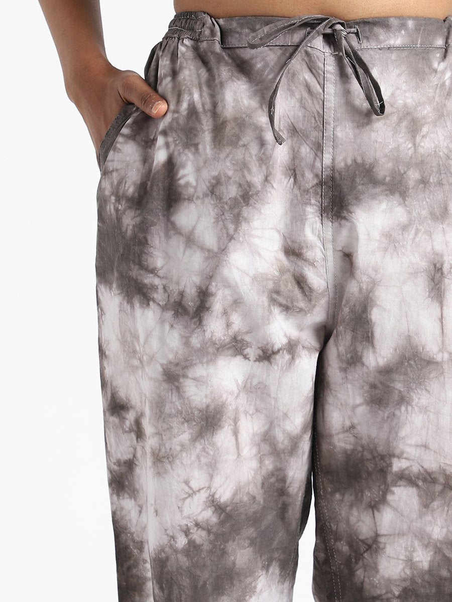 Tie & Dye Womens Iron Black Color Slim Fit Pants - Organic Cotton