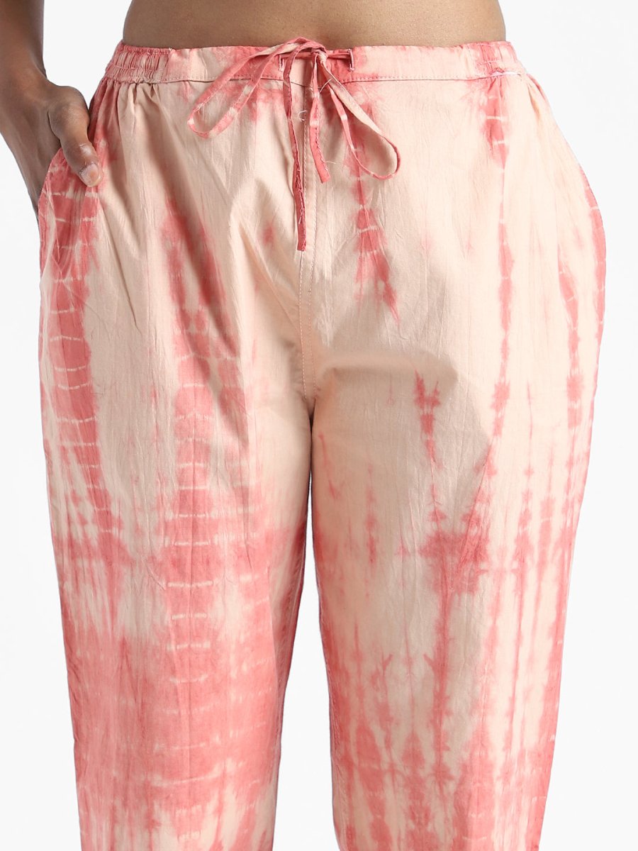 Organic Cotton Tie & Dye Sun Orange Color Slim Fit Pants