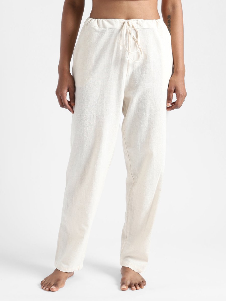 Natural White Pants - Hand Spun & Hand Woven - Organic Cotton & Naturally Dyed