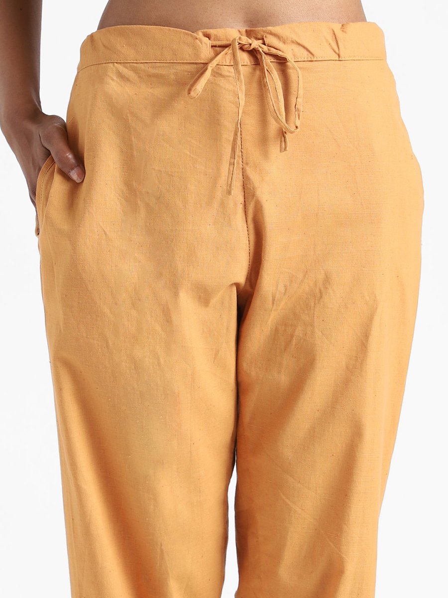 Pomo Orange Pants - Hand Spun & Hand Woven - Organic Cotton & Naturally Dyed