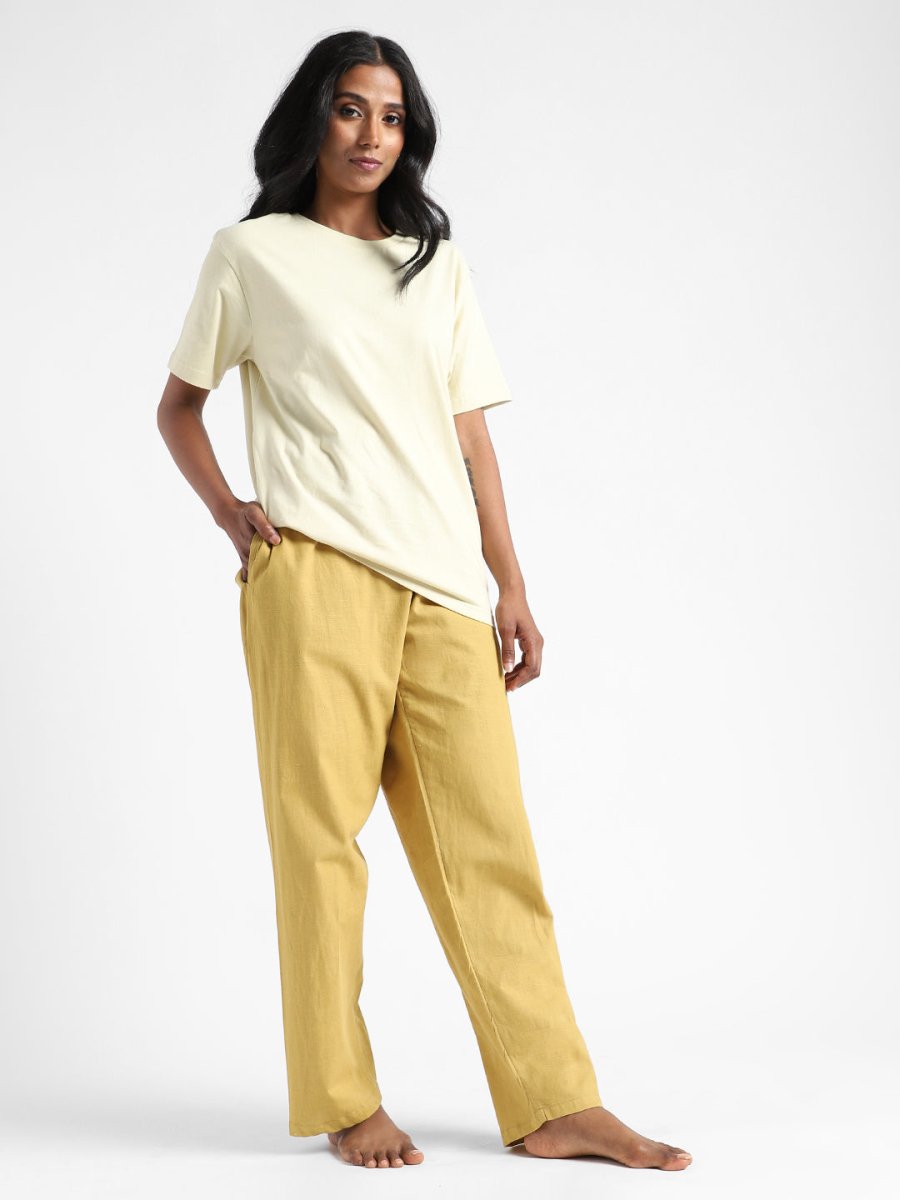 Turmeric Yellow Pants - Hand Spun & Hand Woven - Organic Cotton & Naturally Dyed