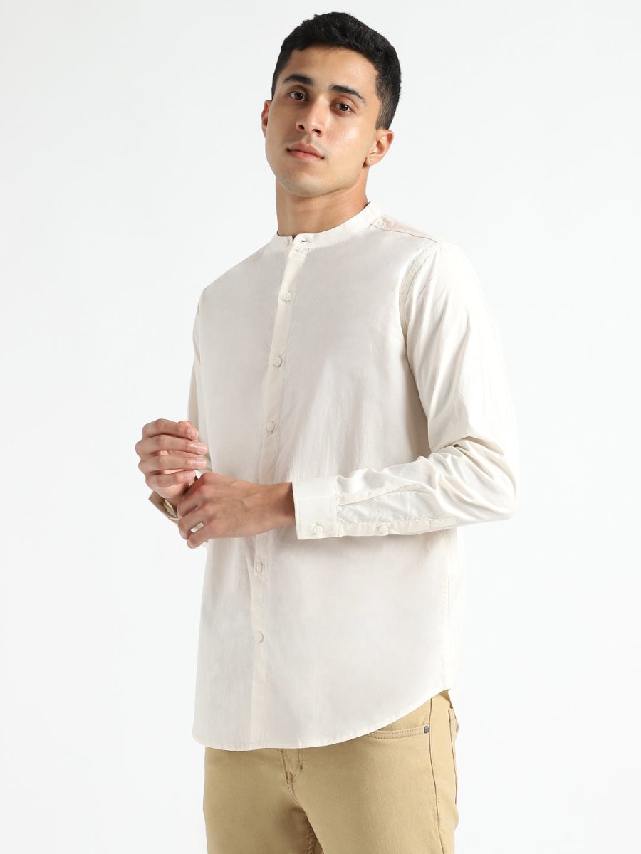 Light Cream Shirt - Organic Cotton & Naturally Dyed - Round Neck