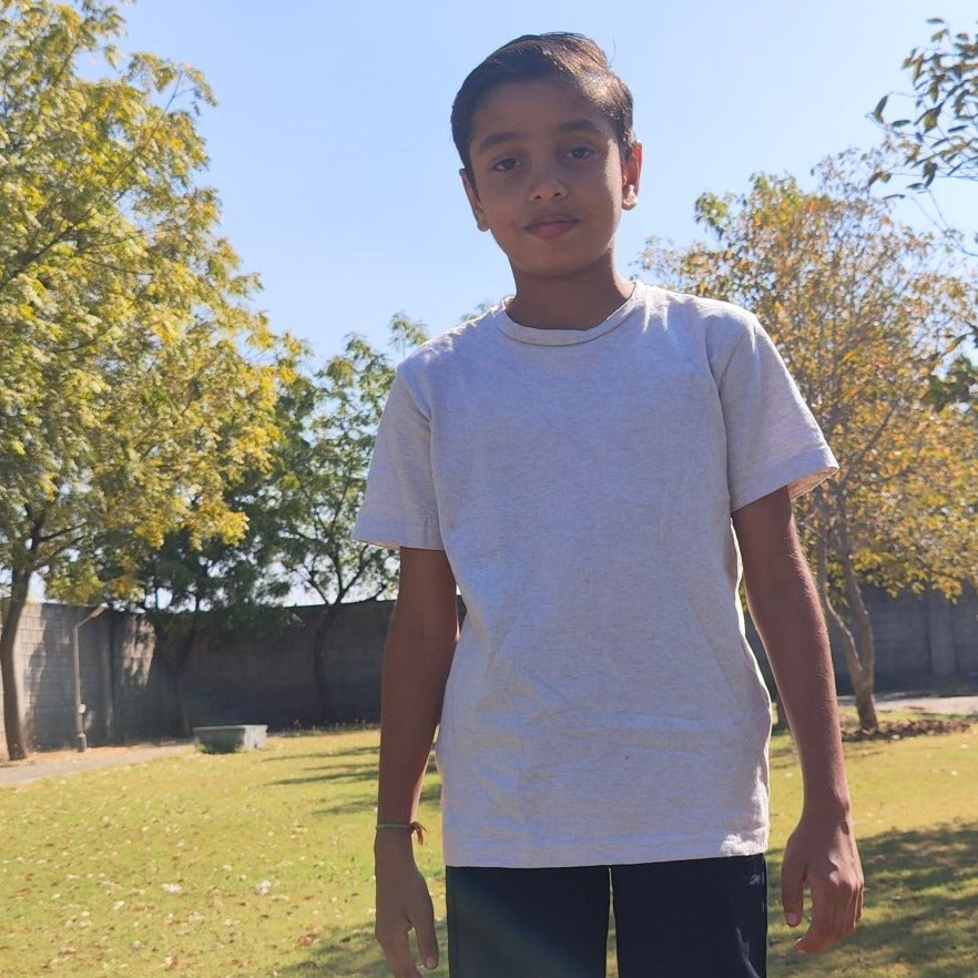 Grey Melange Kids T-shirt - Organic Cotton & Naturally Fiber Dyed
