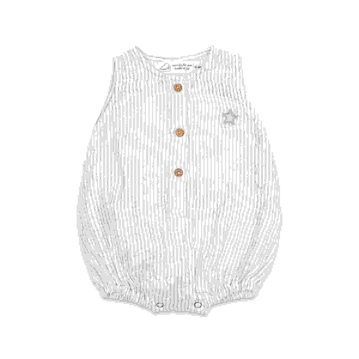 Organic Muslin Baby Romper - Grey Stripe