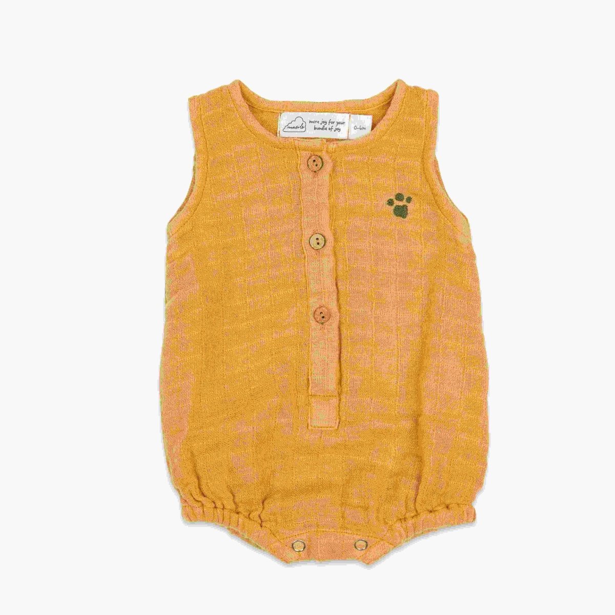 Organic Muslin Baby Romper - Ochre