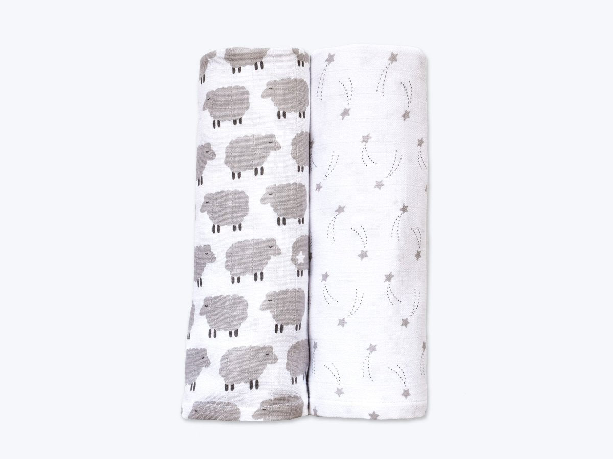 Organic Muslin Swaddles Set of 2 - Counting Sheep