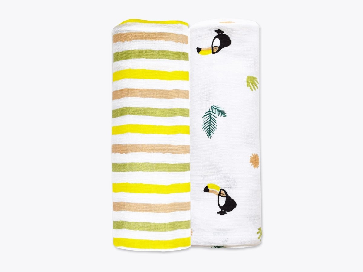 Organic Muslin Swaddles Set of 2 - Tropical Toucan