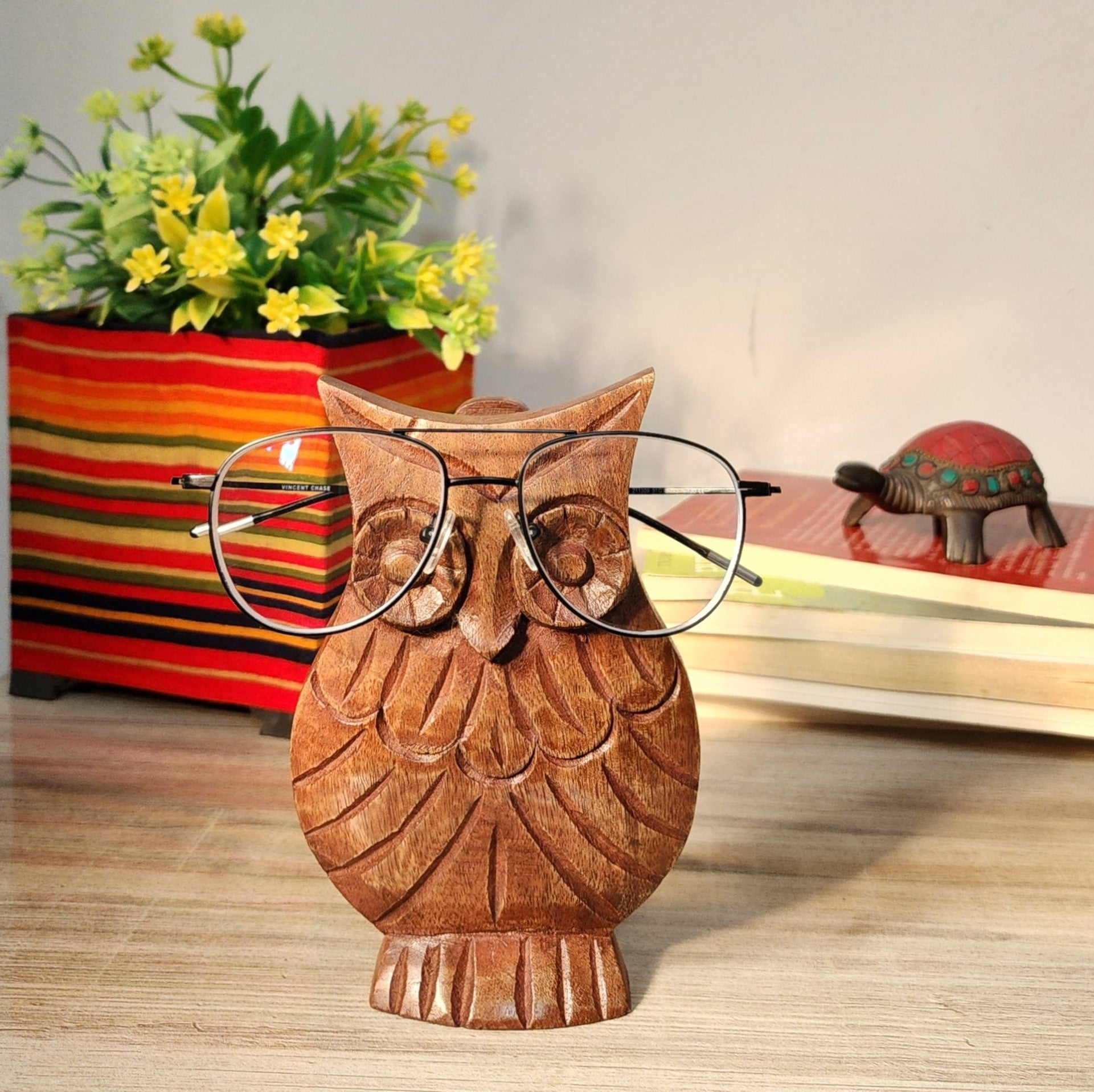 Owl Shaped Wooden Spectacle Holder