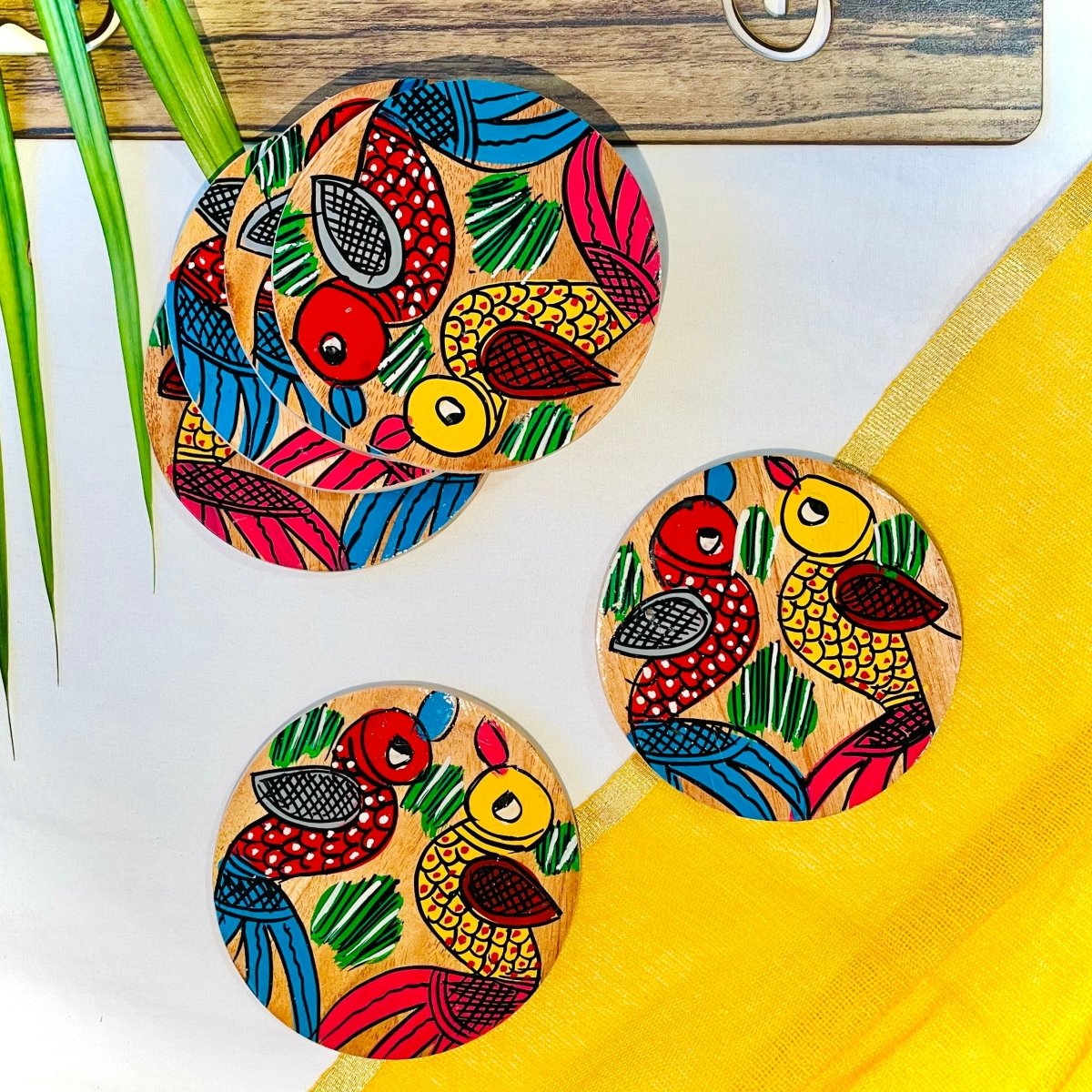 Pakhi - Round Wooden Coasters