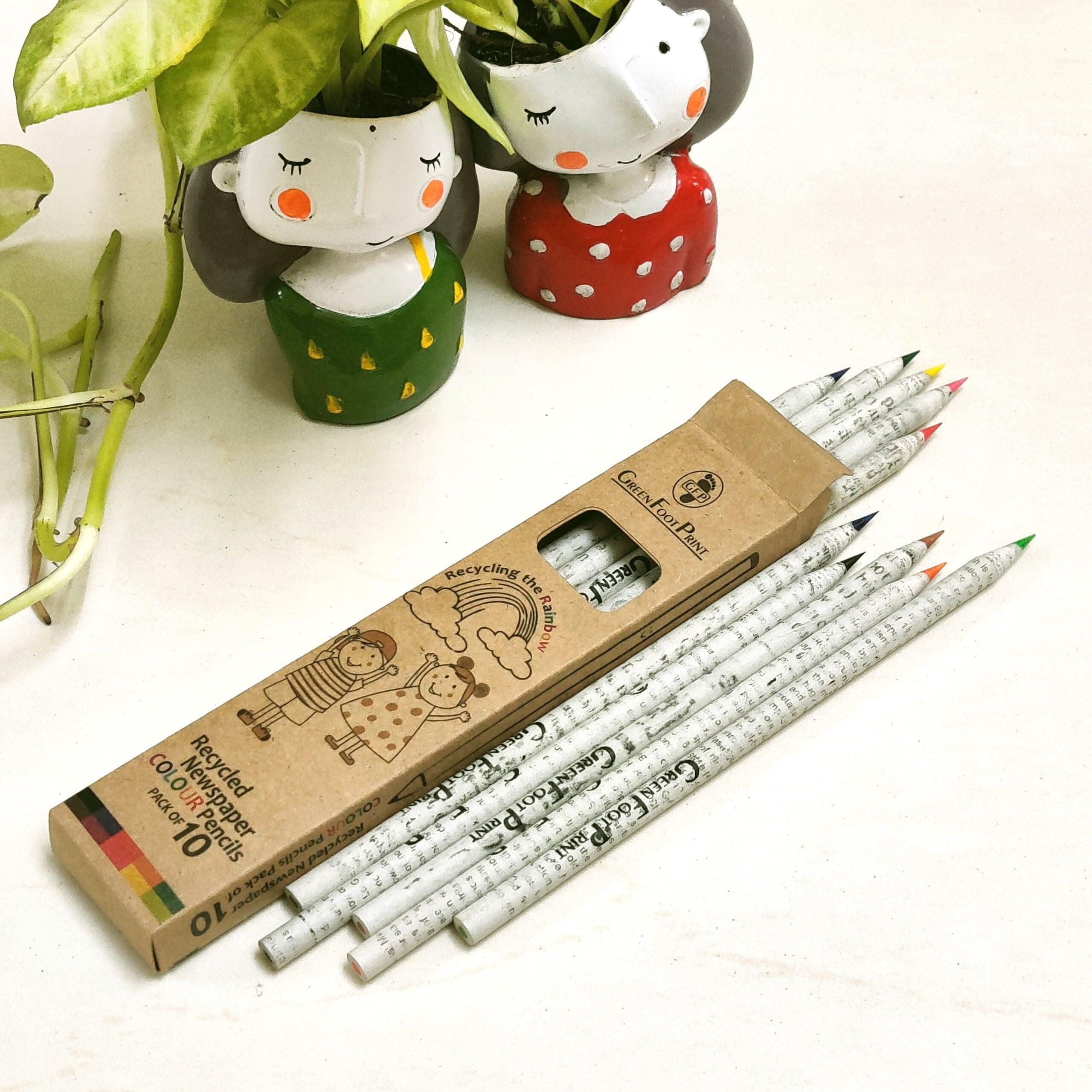 Recycled News paper COLOUR Pencils -Pack of 10 x4