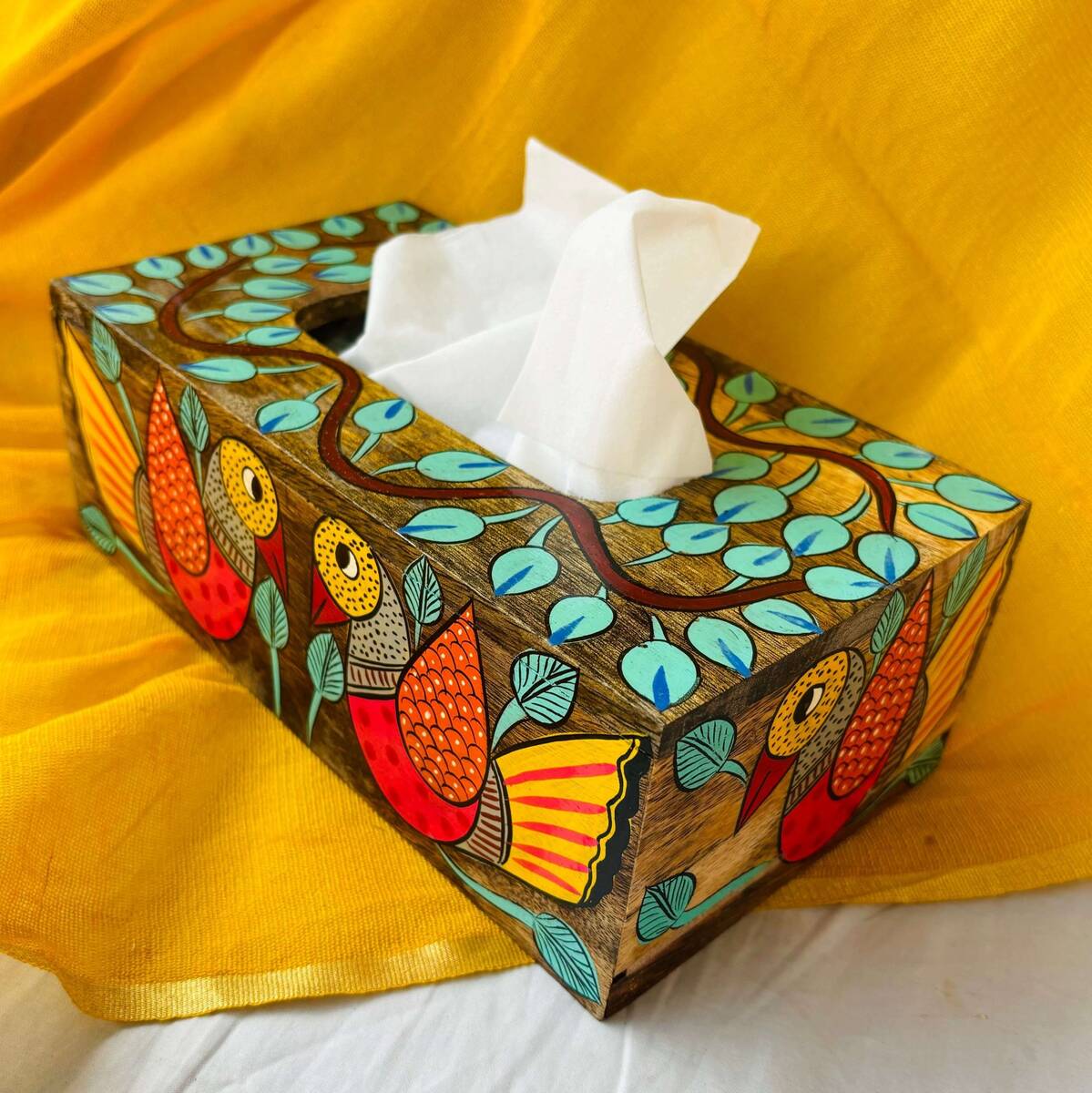 Parinda Handcrafted Mango Wood Tissue Box