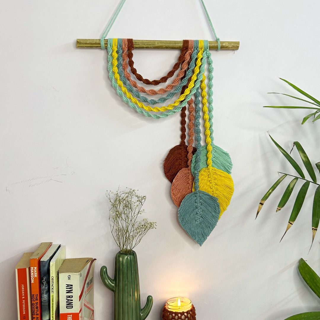 Pastel Leaves Macrame Wall Hanging