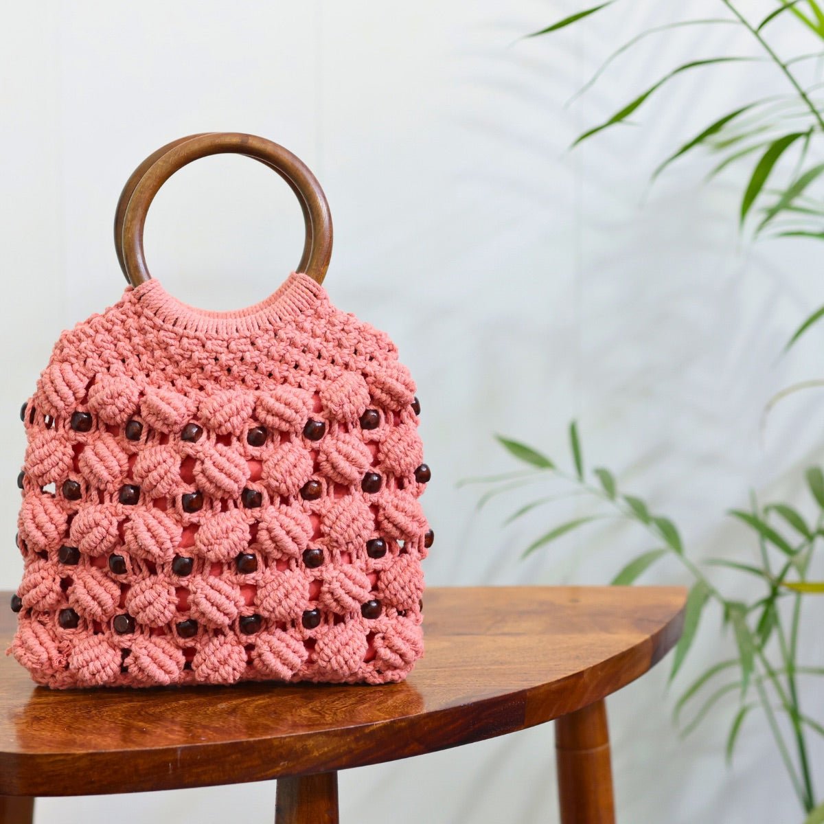 Peach Ring Handmade Macrame Bag