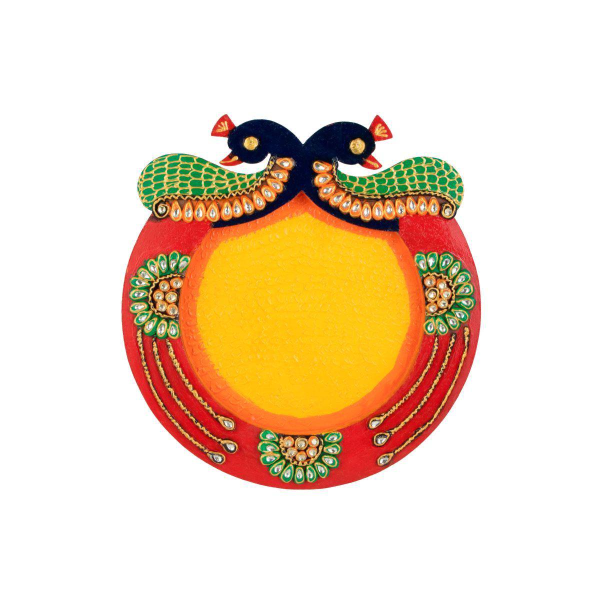 Peacocks Embrace Pooja Thali Handicraft Wooden