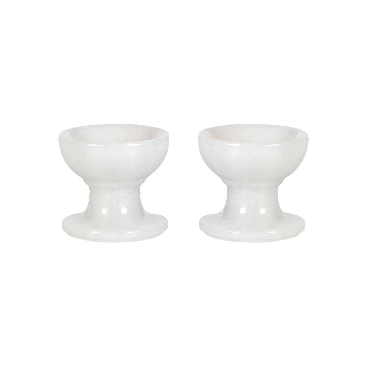 Pearl White Diya Set of 2 Handcrafted Marble - Standard or Large