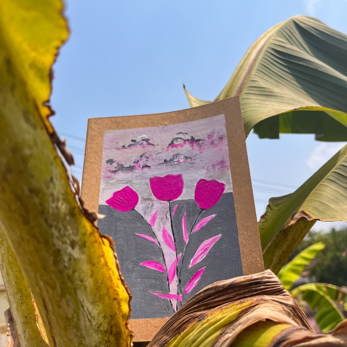 Pink Flowers Handpainted Notebook