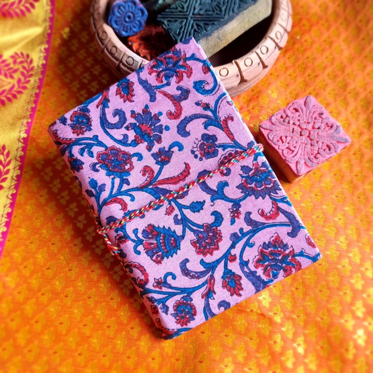 Pink Forest - Upcycled Handloom Fabric Journal